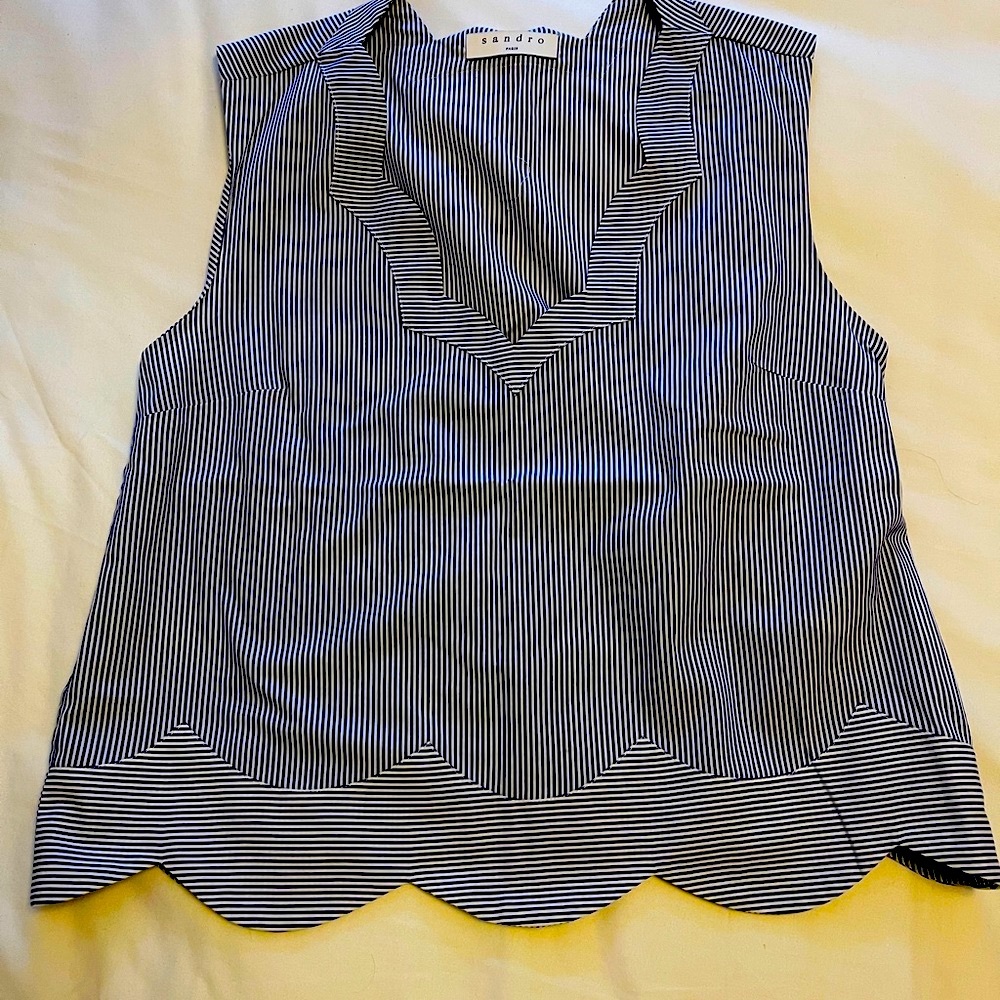 Sandro Womens Blue Jamie Scallop Top